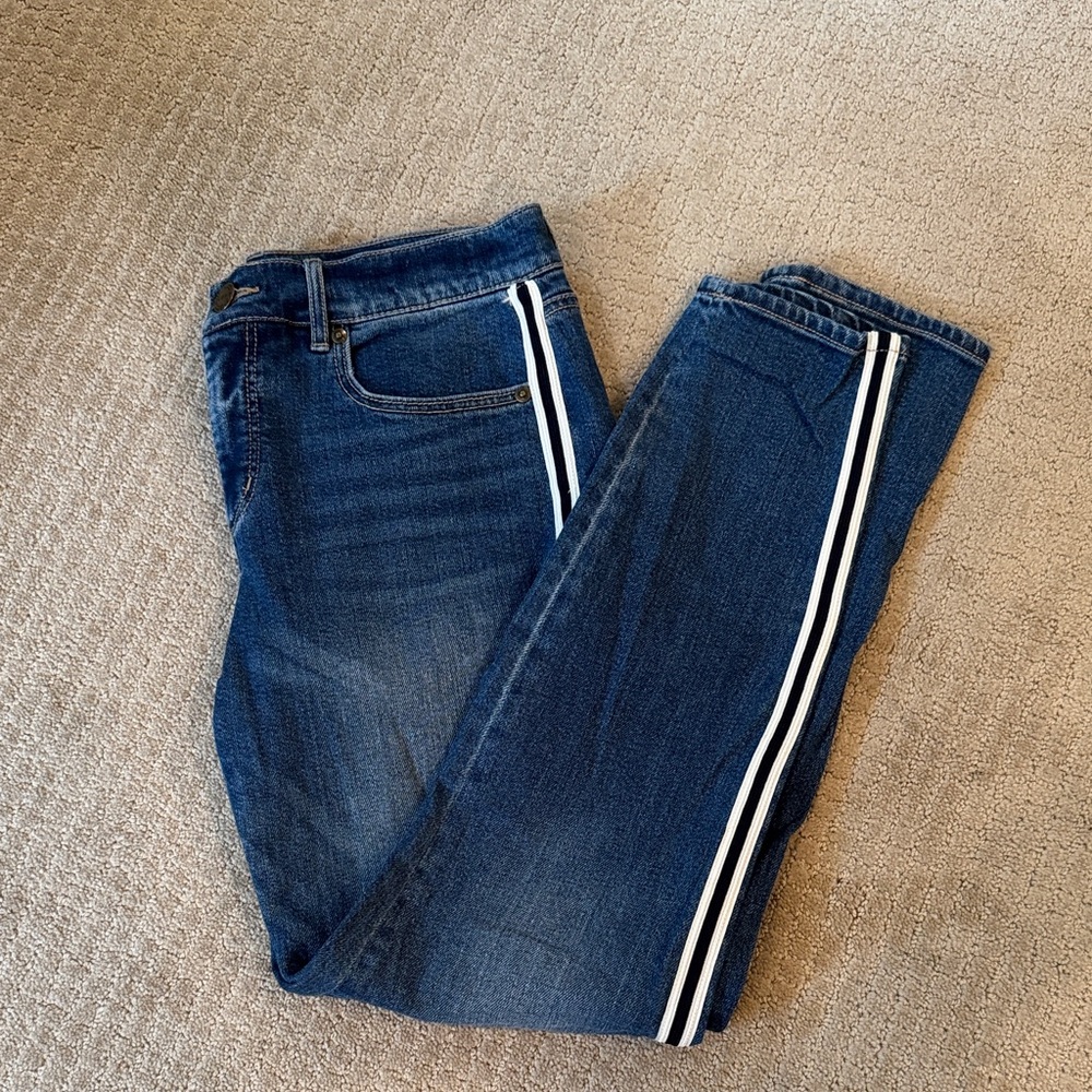 LOFT Blue Jeans with Stripe Accents